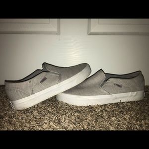 Grey Vans Slip Ons Size 8.5 women’s